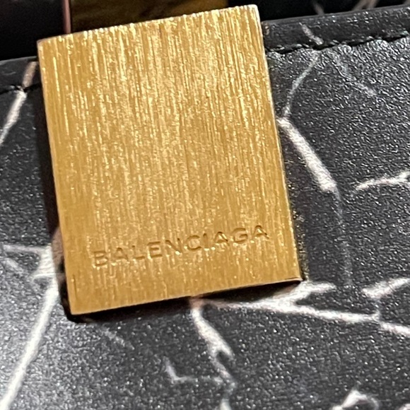 BALENCIAGA Le Dix Cabas black marble print top handle structured tote bag - Picture 7 of 8